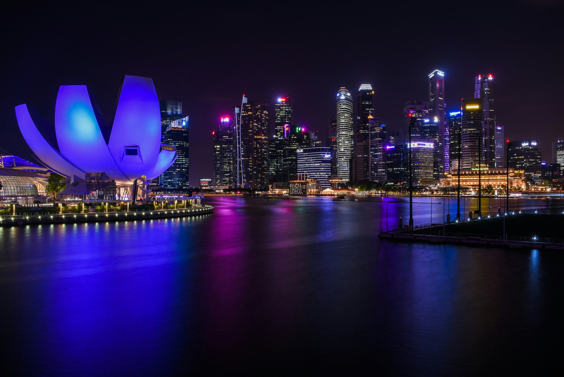 Singapore skyline at night